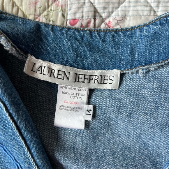 Vintage Lauren Jeffries Denim Nautical Print Vest 100% Cotton Size XL - Picture 10 of 10